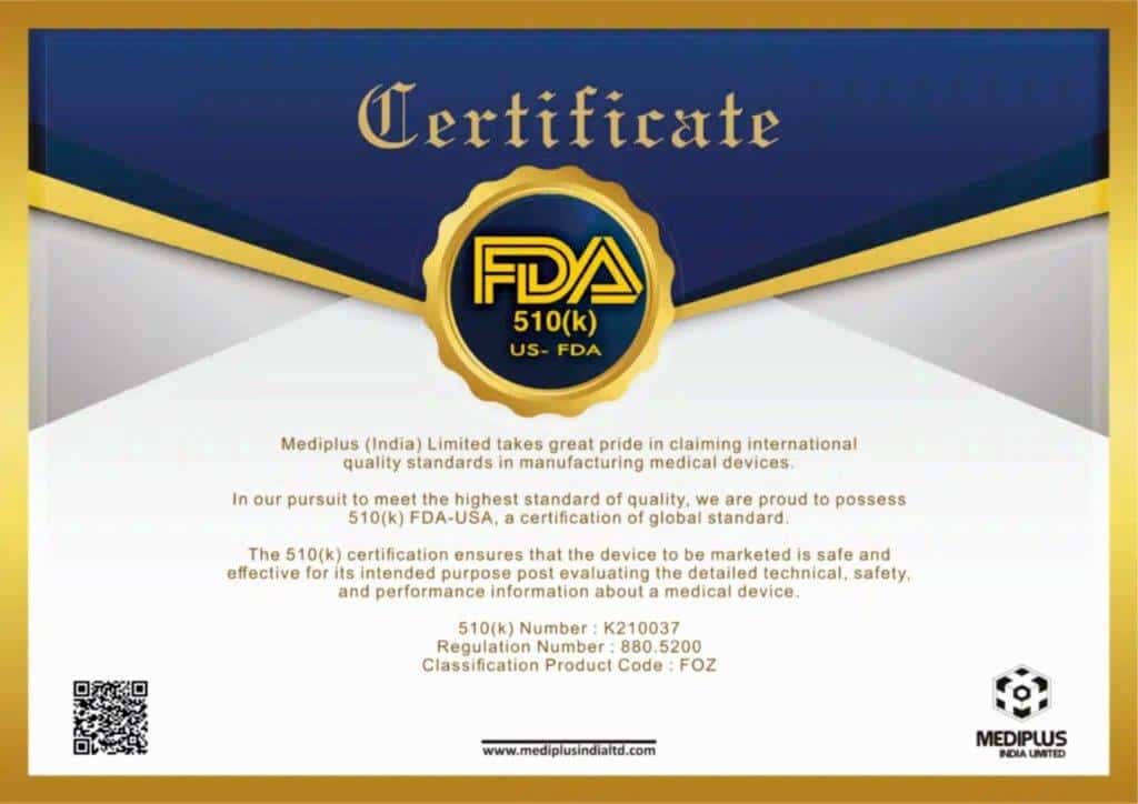 US FDA Certificate Mediplus India Limited